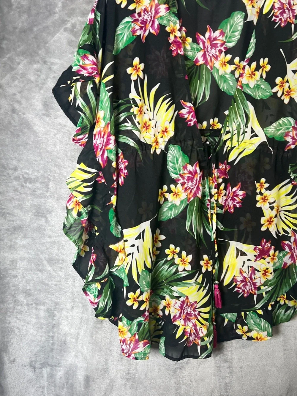 Men's Black Tropical Swim Cover-Up